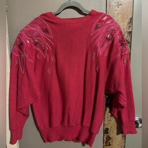 Vintage 80’s/90’s hot pink bejeweled sweater